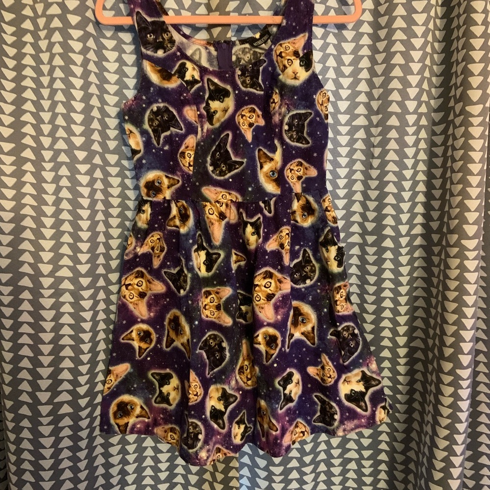 Cat Print Sleeveless Skater Dress